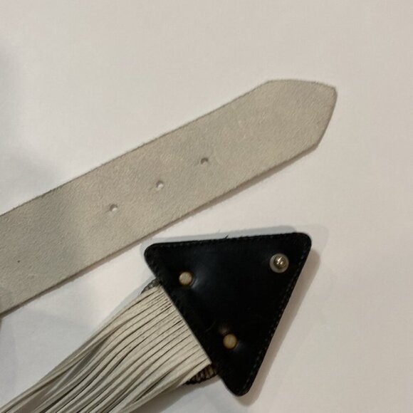 80's White and Brown Belt leather with Bold Buckle by Orciani - Picture 8 of 16